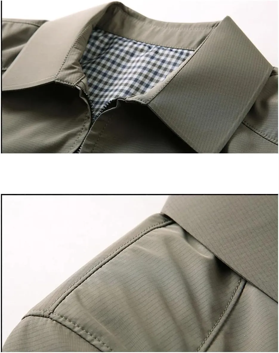 Disimlarl Men Casual Office Work Windbreaker Jackets Lightweight Business Cargo Coat Casual Lapel Zipper Thin Outwear