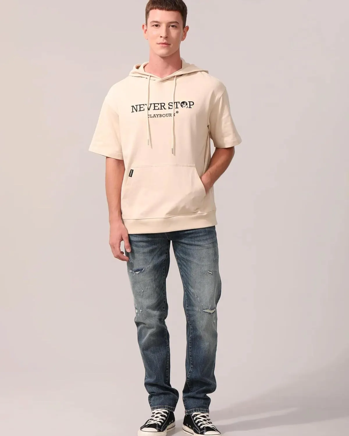 Distressed Denim Jeans- Men's Relaxed Fit Stretch Jeans, Comfortable Ripped Elastic Waist Pants,Dark Blue Jeans Men