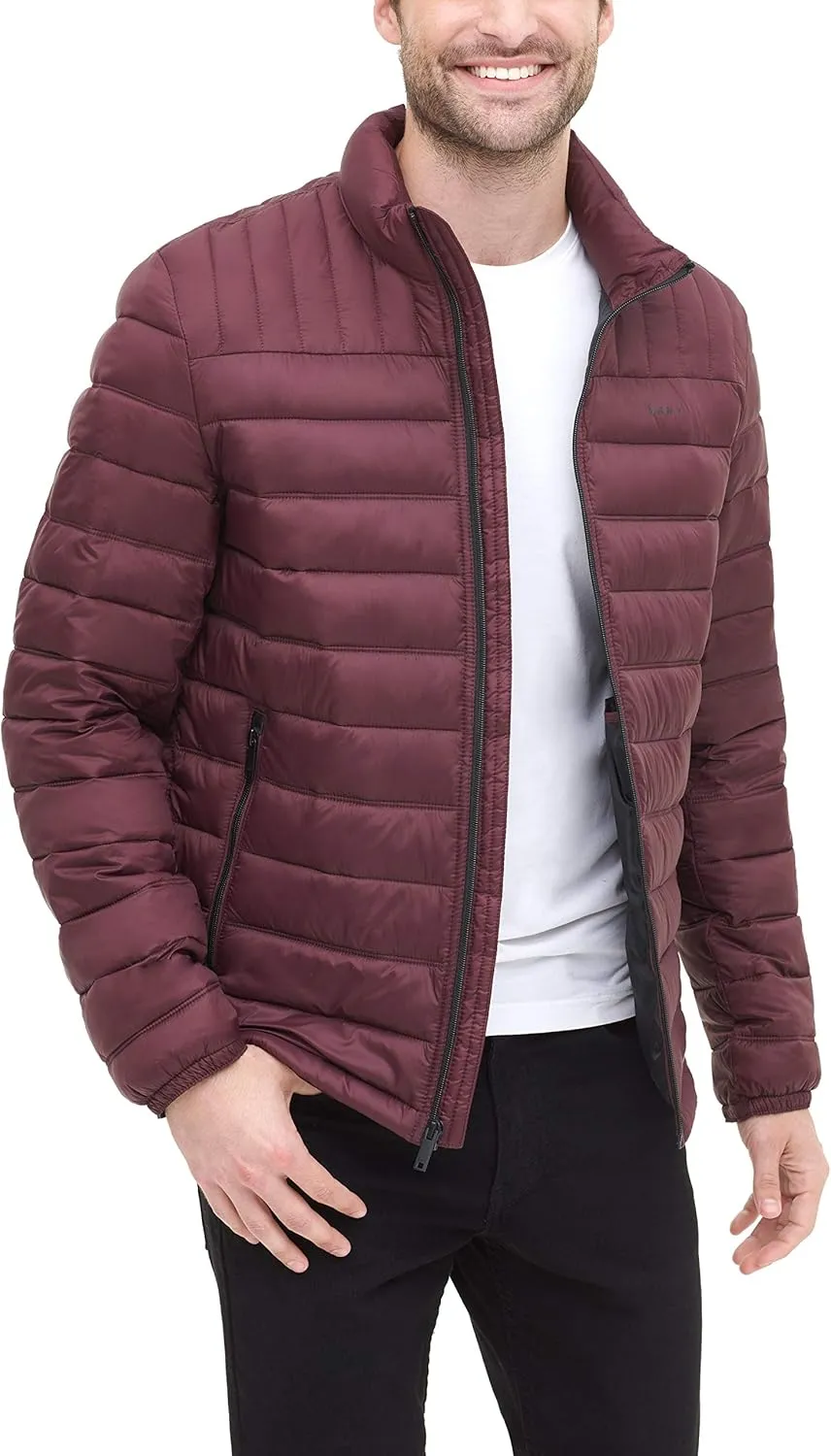 DKNY Men's Water Resistant Ultra Loft Quilted Packable Puffer Jacket