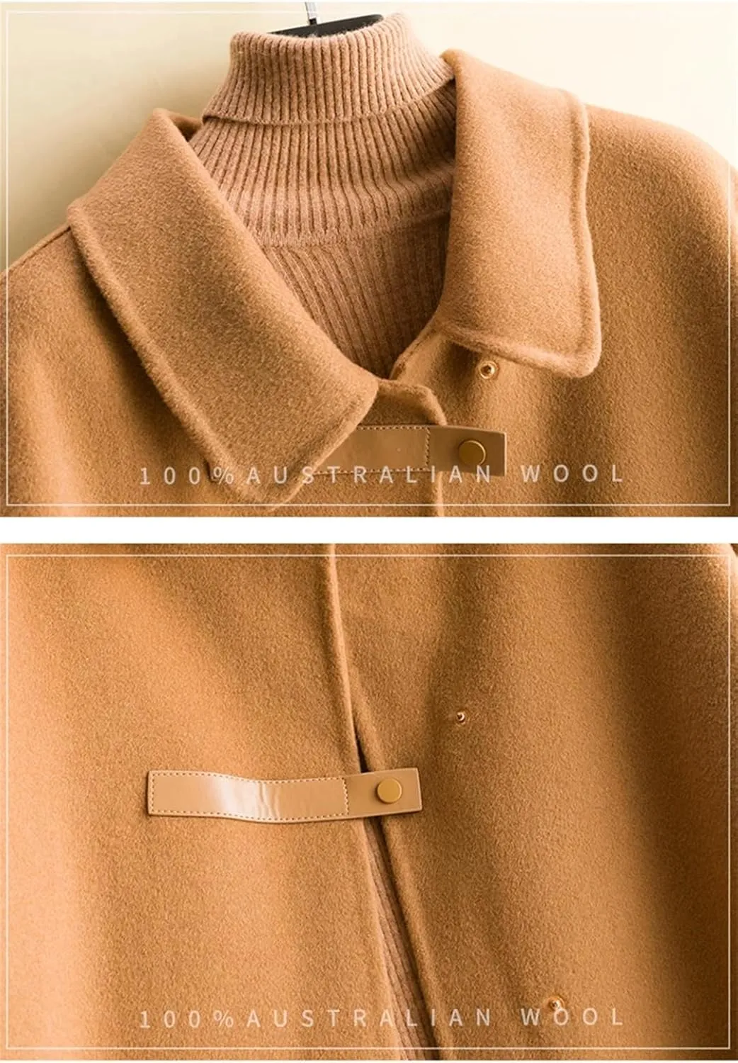 Dndrdhfb Women's Casual Long Coat Loose Wool Blend Coat Oversized Pea Coat