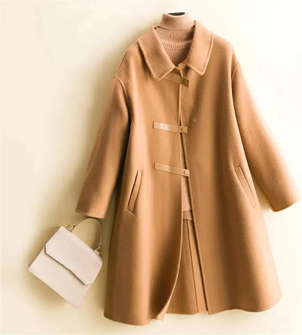 Dndrdhfb Women's Casual Long Coat Loose Wool Blend Coat Oversized Pea Coat