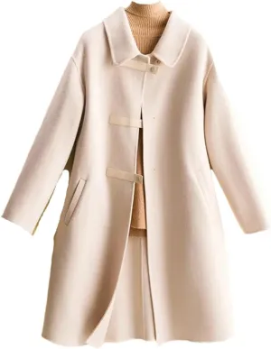 Dndrdhfb Women's Casual Long Coat Loose Wool Blend Coat Oversized Pea Coat