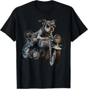 Dog Biker Motorcycle Funny Graphic Tees Men Women Boys Girls T-Shirt