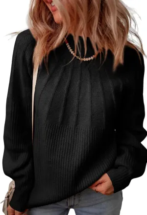 Dokotoo Womens Sweaters Winter Clothes 2024 Turtleneck High Neck Turtleneck Batwing Long Sleeve Chunky Knit Pullover Oversized Sweaters Casual Fall Sweaters Loose Fit Jumpers Tops Black M