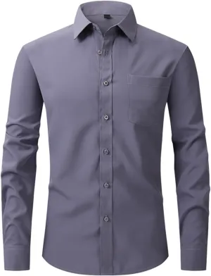 Dress Shirts for Men Casual Long Sleeve Button Down Shirts Wrinkle-Free Stretch Slim Fit Formal Business Blouse Tunic