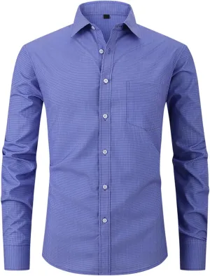 Dress Shirts for Men Casual Long Sleeve Button Down Shirts Wrinkle-Free Stretch Slim Fit Formal Business Blouse Tunic