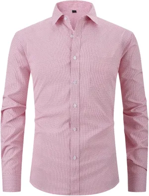 Dress Shirts for Men Casual Long Sleeve Button Down Shirts Wrinkle-Free Stretch Slim Fit Formal Business Blouse Tunic