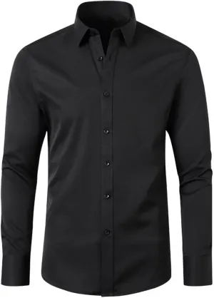 Dress Shirts for Men Fashion Long Sleeve Tops Regular Fit Button Down Shirts Stretch Wrinkle-Free Business Formal Shirt