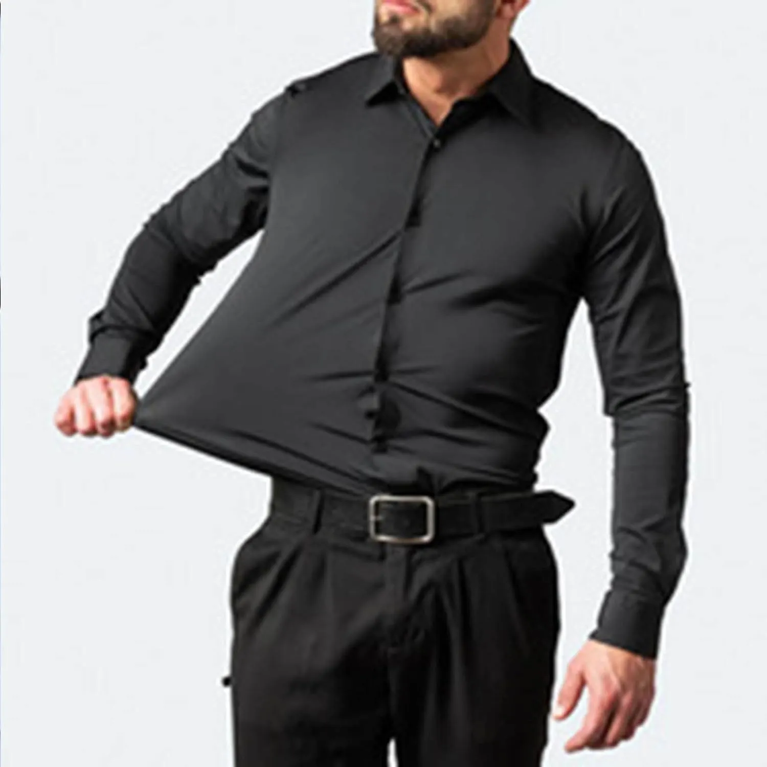 Dress Shirts for Men Fashion Long Sleeve Tops Regular Fit Button Down Shirts Stretch Wrinkle-Free Business Formal Shirt