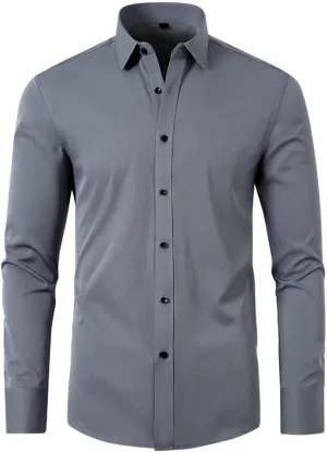 Dress Shirts for Men Fashion Long Sleeve Tops Regular Fit Button Down Shirts Stretch Wrinkle-Free Business Formal Shirt