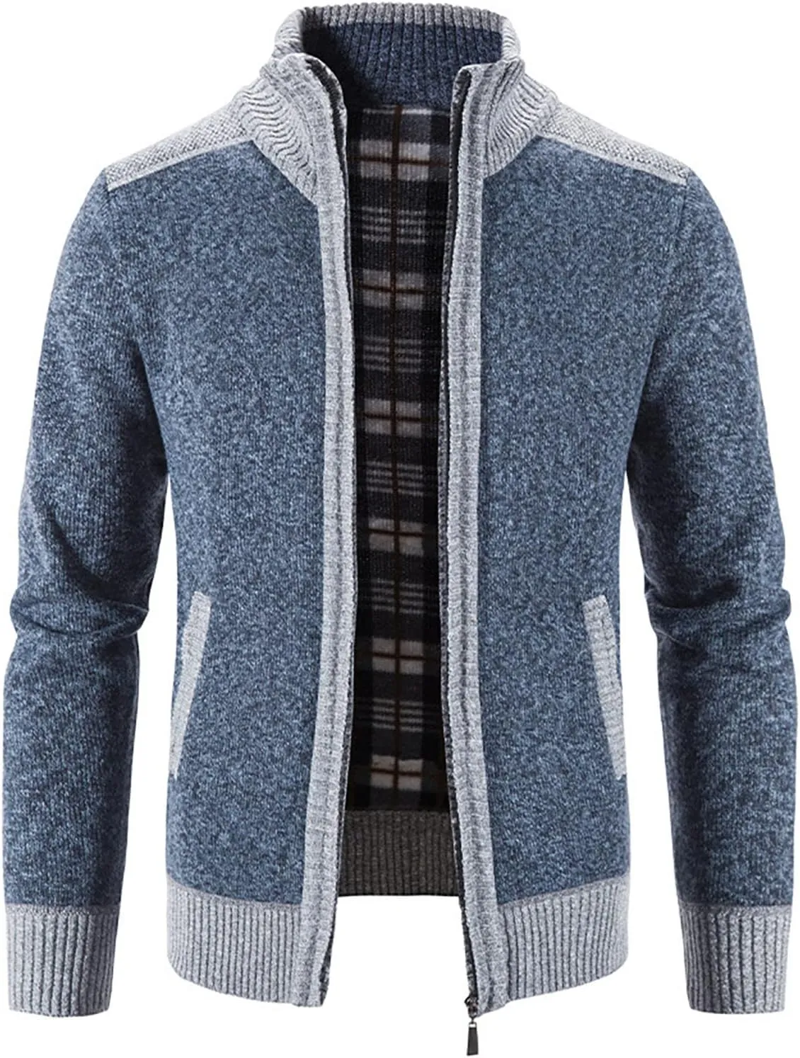 DuDubaby Autumn and Winter Men's Fashion Loose Cardigan Warm Lapel Hooded Jacket Sweater