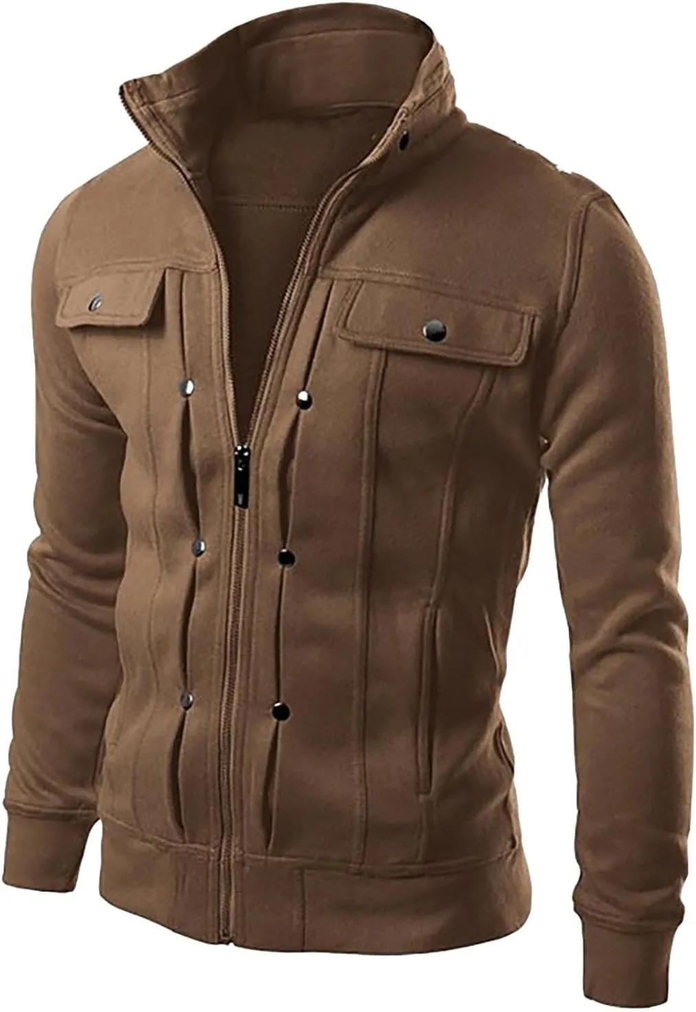 DuDubaby Men's Casual Camouflage Sports Sweatshirt Long Sleeve Zipper Hooded Jacket Coat