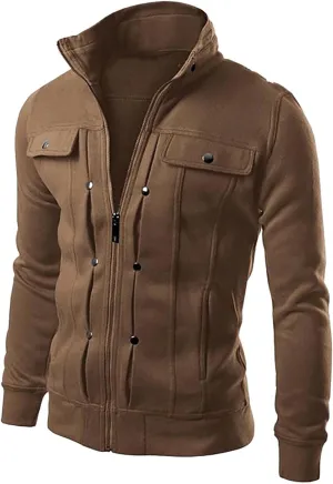 DuDubaby Men's Casual Camouflage Sports Sweatshirt Long Sleeve Zipper Hooded Jacket Coat