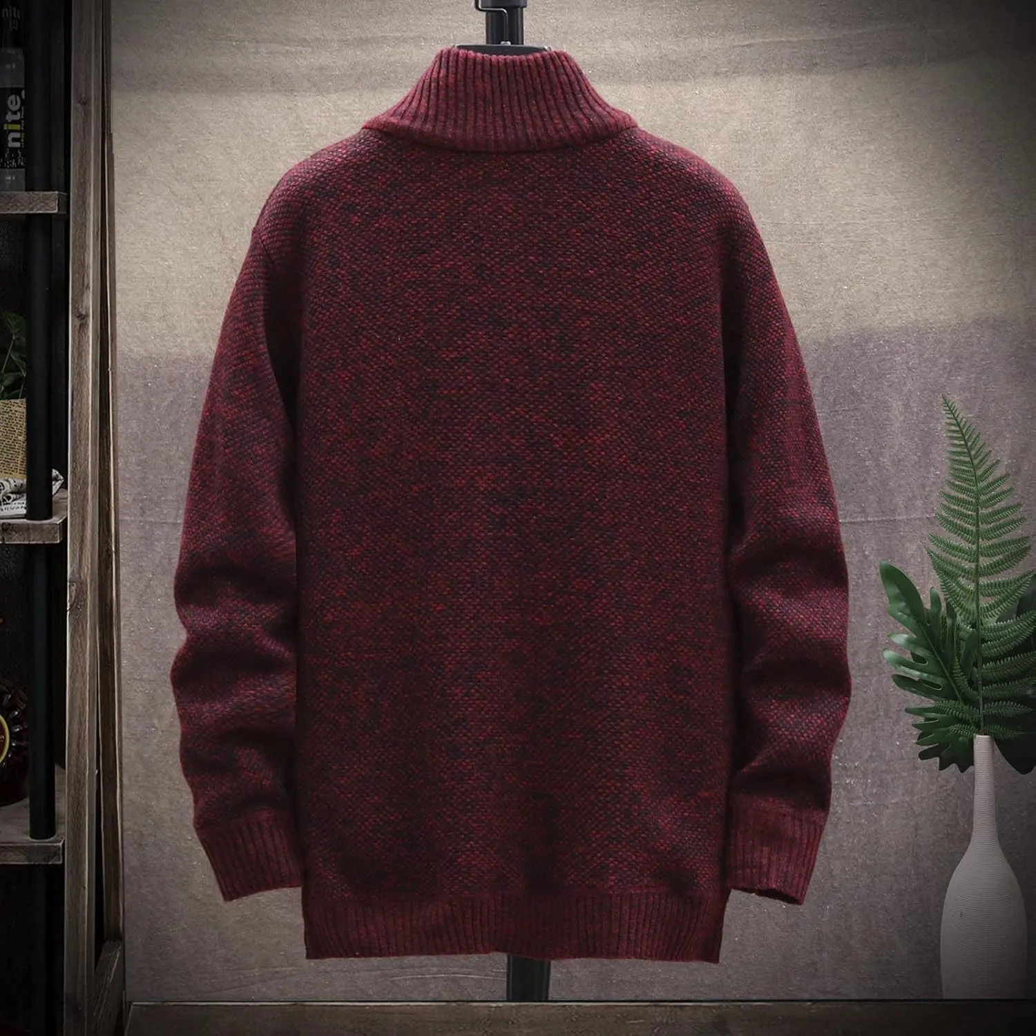 DuDubaby Ugly Sweater for Mens Autumn and Winter Fashion Loose Cardigan Warm Lapel Hooded Jacket Sweater