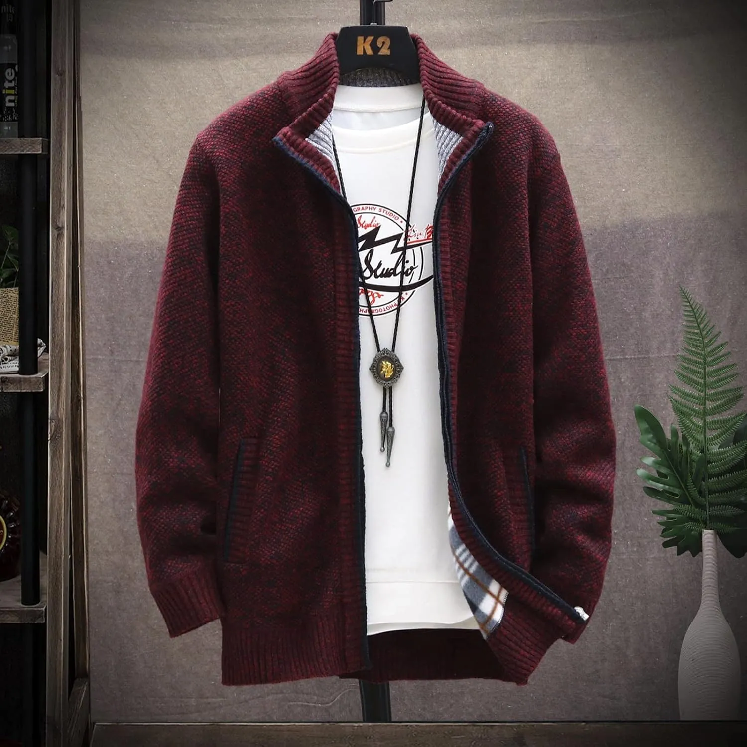 DuDubaby Ugly Sweater for Mens Autumn and Winter Fashion Loose Cardigan Warm Lapel Hooded Jacket Sweater