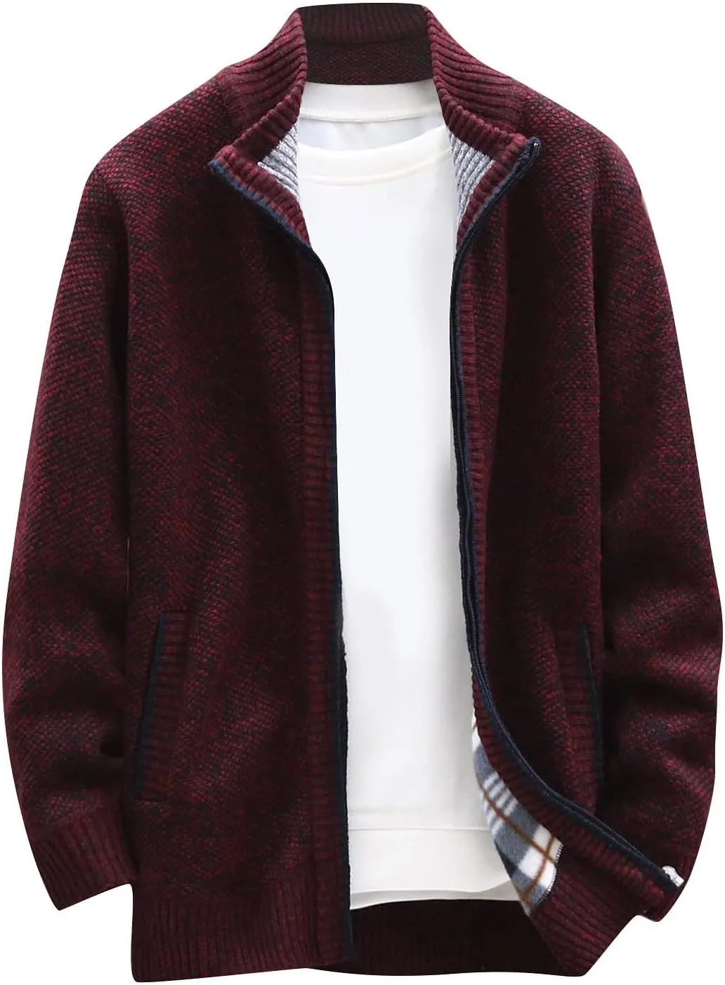DuDubaby Ugly Sweater for Mens Autumn and Winter Fashion Loose Cardigan Warm Lapel Hooded Jacket Sweater
