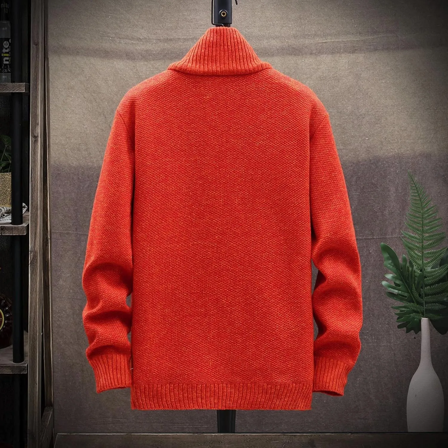 DuDubaby Ugly Sweater for Mens Autumn and Winter Fashion Loose Cardigan Warm Lapel Hooded Jacket Sweater