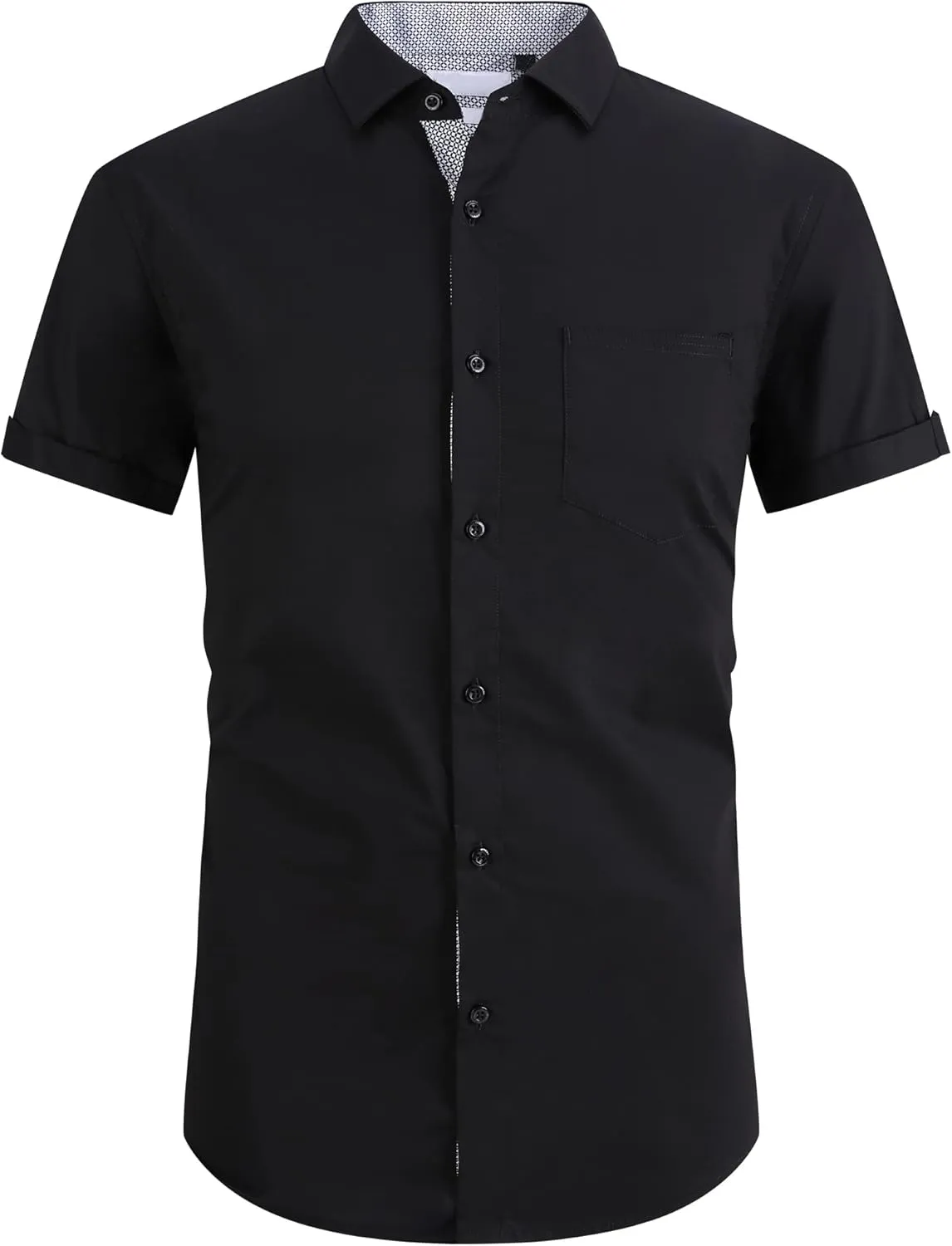 Esabel.C Mens Dress Shirts Wrinkle Free Regular Fit Casual Button Down Shirts