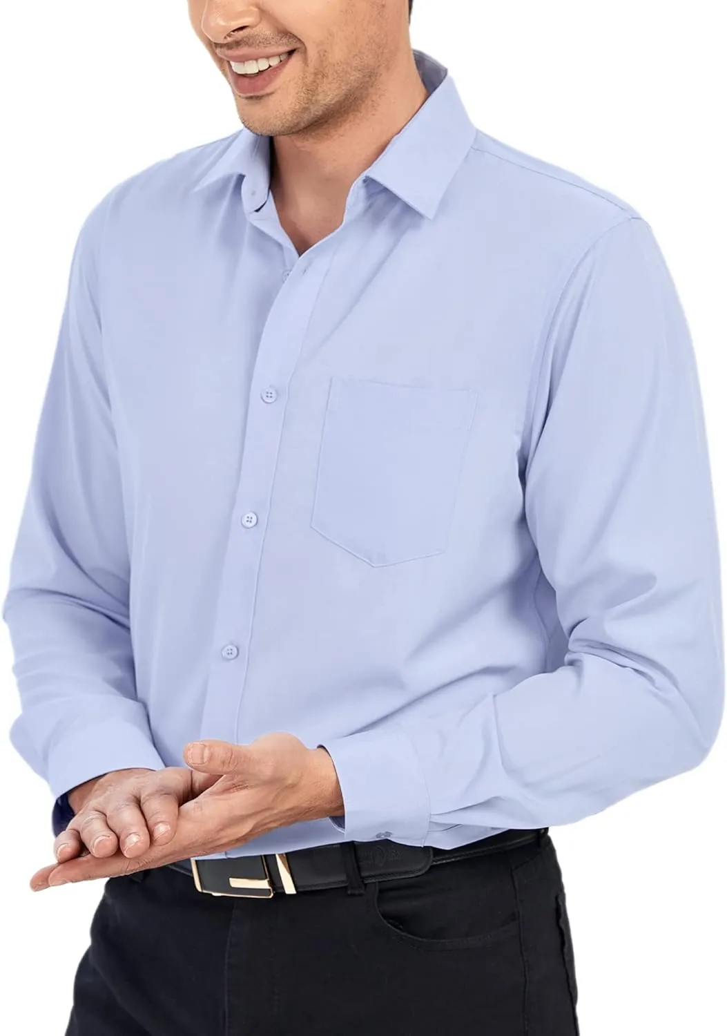 Esabel.C Mens Dress Shirts Wrinkle Free Regular Fit Casual Button Down Shirts