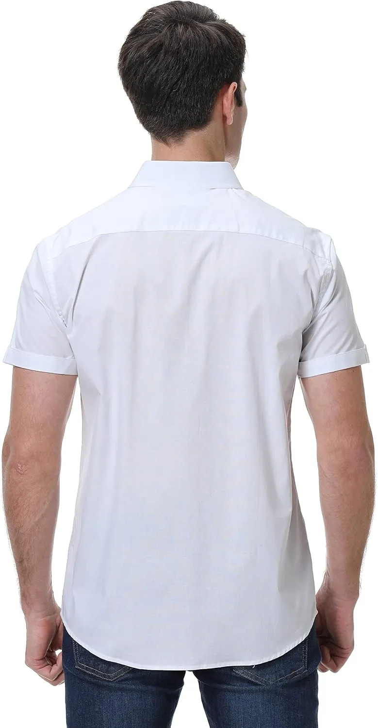 Esabel.C Mens Dress Shirts Wrinkle Free Regular Fit Casual Button Down Shirts