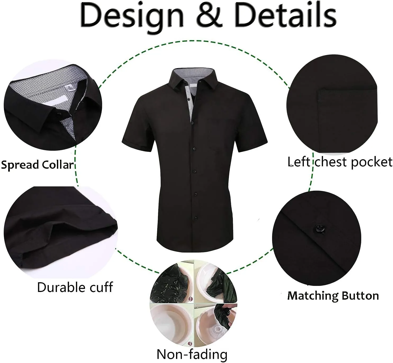 Esabel.C Mens Dress Shirts Wrinkle Free Regular Fit Casual Button Down Shirts
