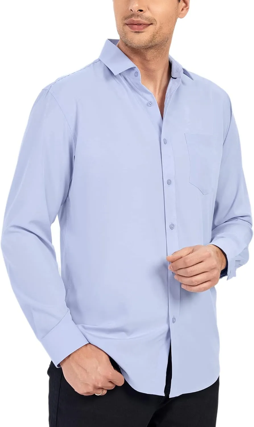 Esabel.C Mens Dress Shirts Wrinkle Free Regular Fit Casual Button Down Shirts