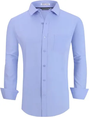 Esabel.C Mens Dress Shirts Wrinkle Free Regular Fit Casual Button Down Shirts