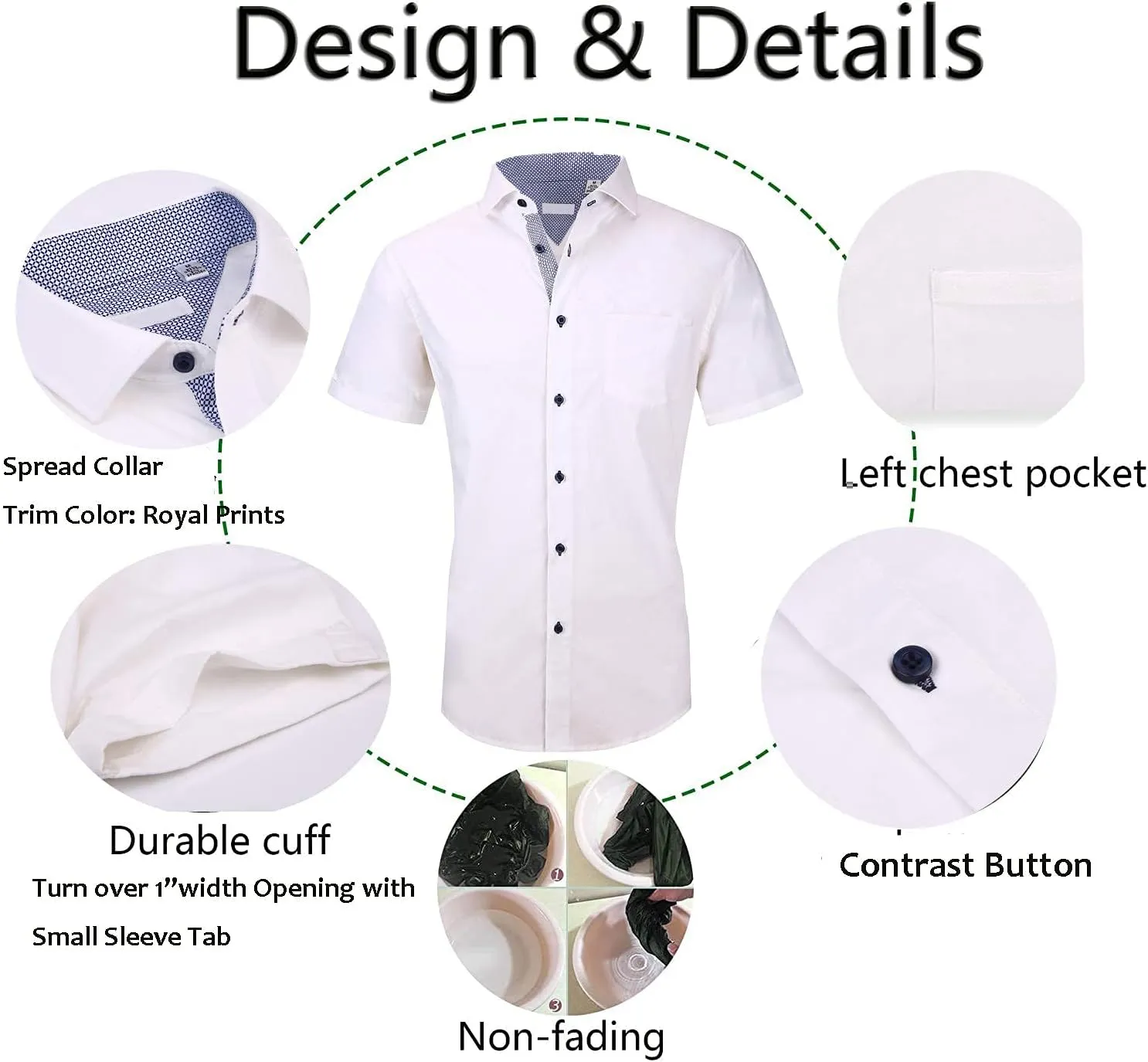 Esabel.C Mens Dress Shirts Wrinkle Free Regular Fit Casual Button Down Shirts