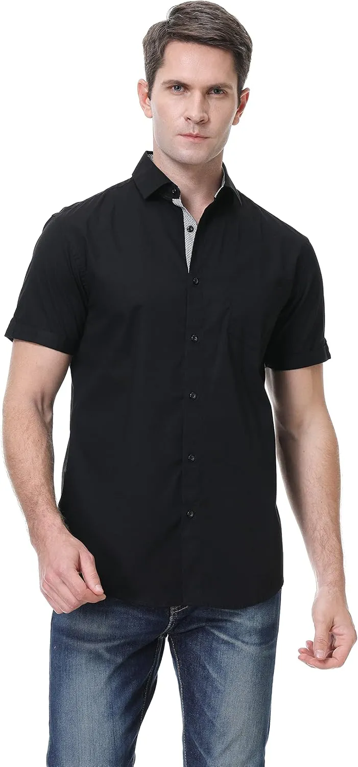 Esabel.C Mens Dress Shirts Wrinkle Free Regular Fit Casual Button Down Shirts