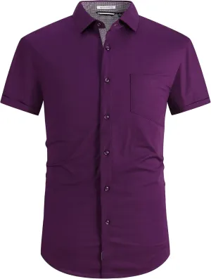Esabel.C Mens Dress Shirts Wrinkle Free Regular Fit Casual Button Down Shirts