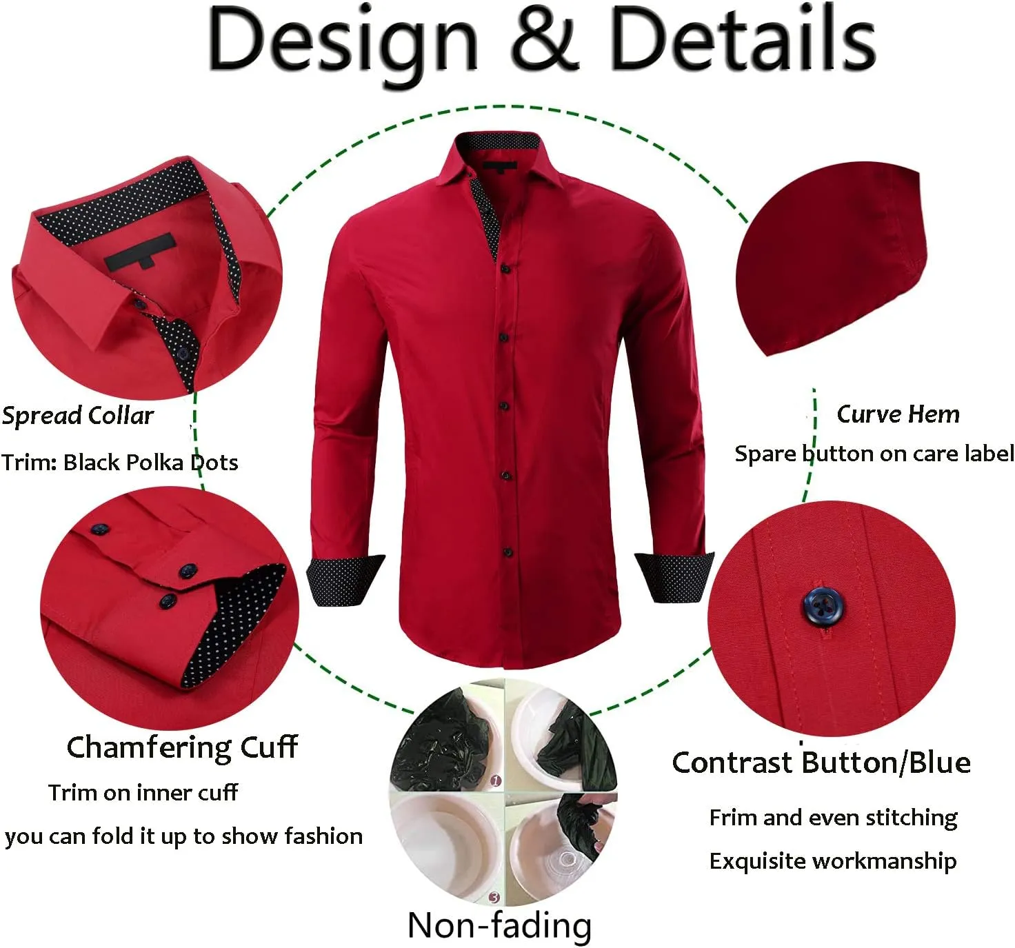 Esabel.C Mens Dress Shirts Wrinkle Free Regular Fit Casual Button Down Shirts