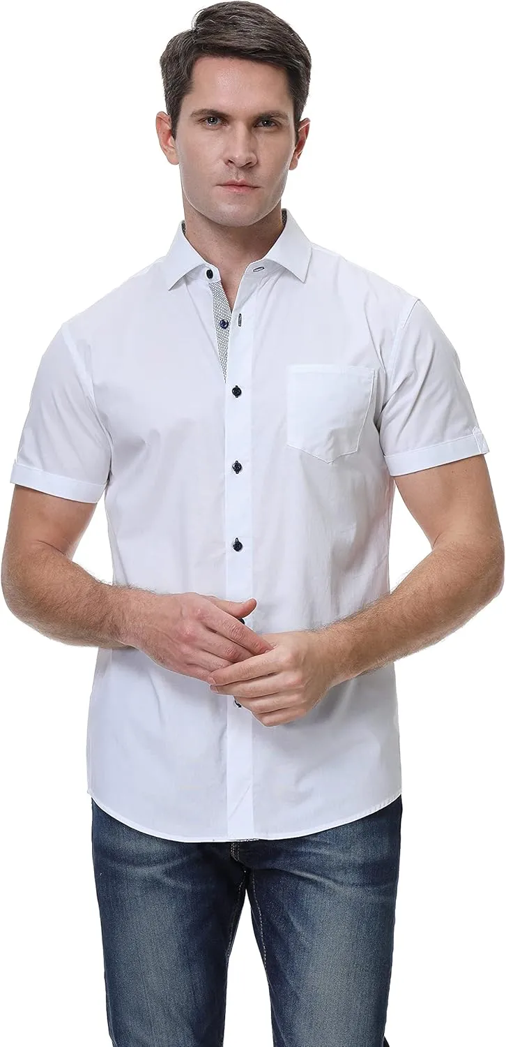 Esabel.C Mens Dress Shirts Wrinkle Free Regular Fit Casual Button Down Shirts