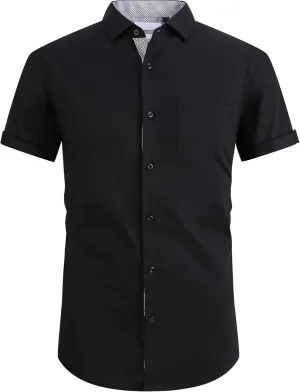 Esabel.C Mens Dress Shirts Wrinkle Free Regular Fit Casual Button Down Shirts