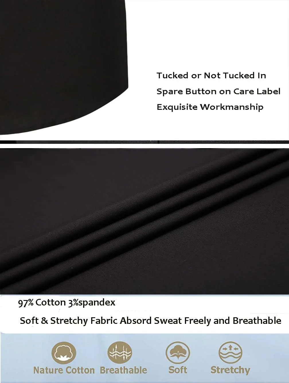 Esabel.C Mens Dress Shirts Wrinkle Free Regular Fit Casual Button Down Shirts