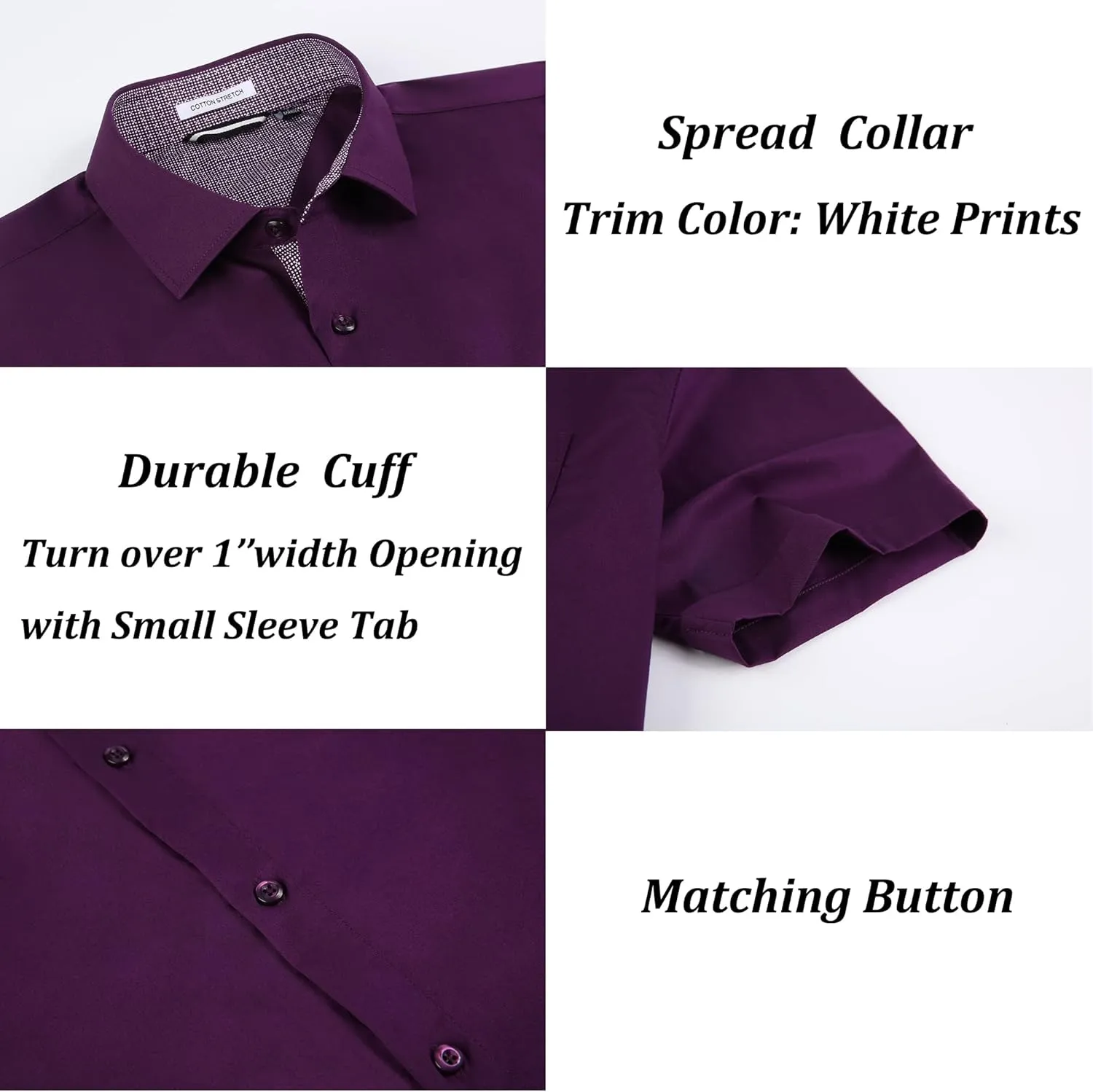 Esabel.C Mens Dress Shirts Wrinkle Free Regular Fit Casual Button Down Shirts
