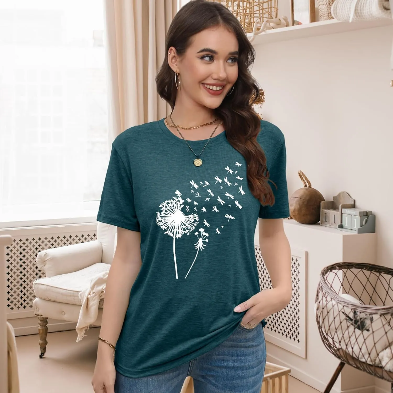 EUOW Tshirts for Womens Graphic Summer Tees Short Sleeve Loose Fit Trendy Tops