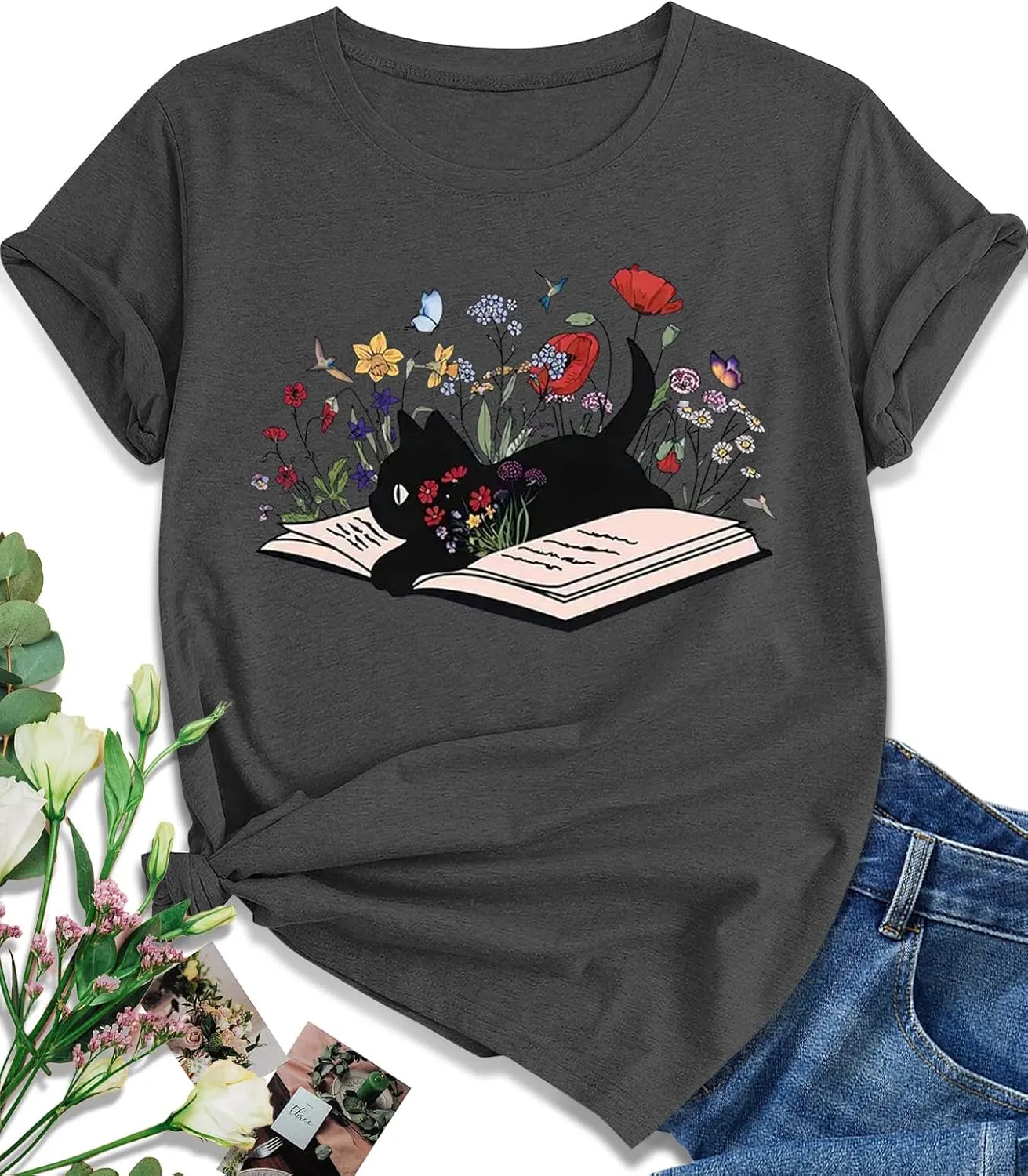 EUOW Tshirts for Womens Graphic Summer Tees Short Sleeve Loose Fit Trendy Tops