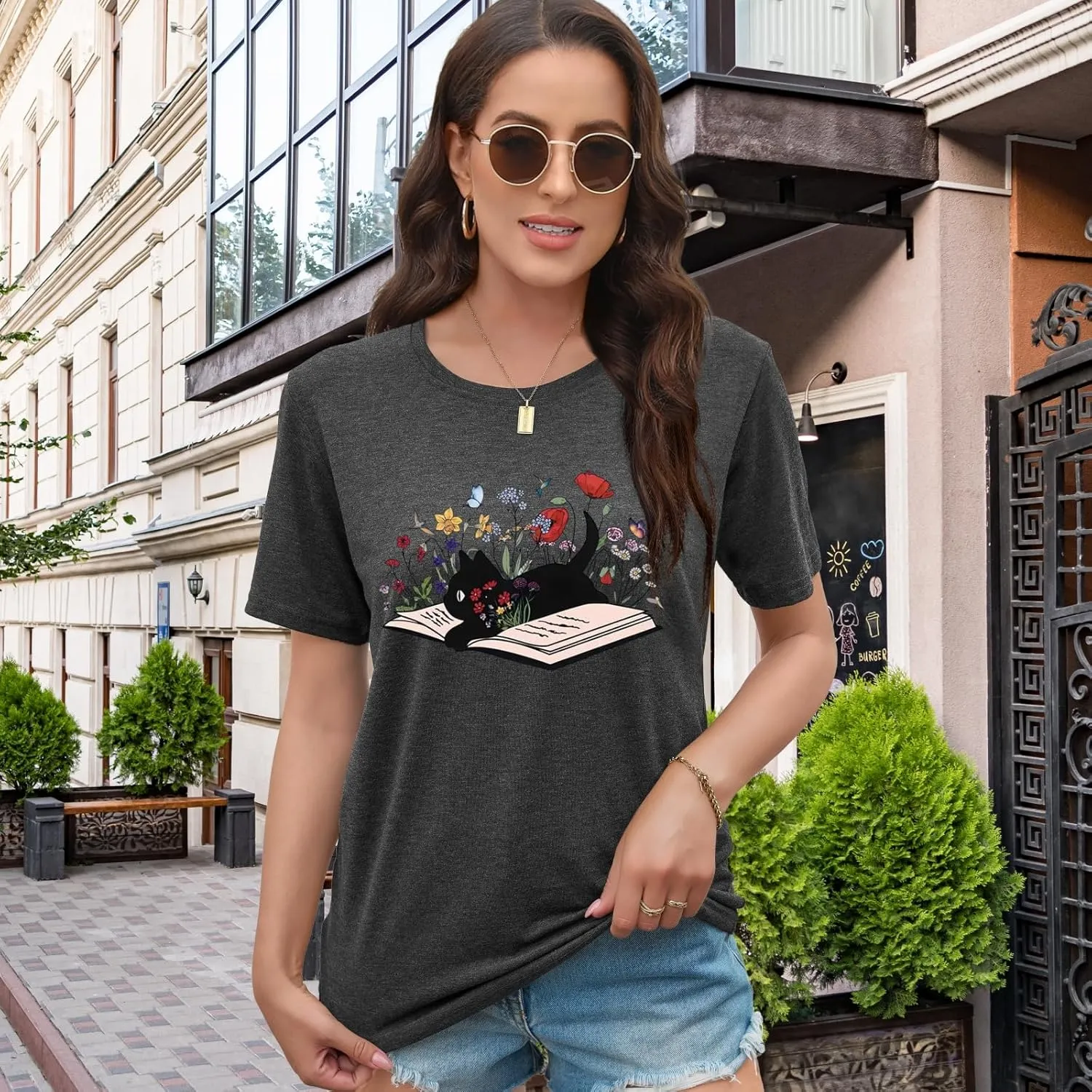 EUOW Tshirts for Womens Graphic Summer Tees Short Sleeve Loose Fit Trendy Tops