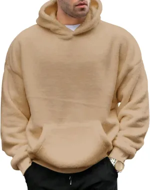 evzosrz Casual Unisex Hoodies Sweatshirt Men Women, Lightweight Soft Fuzzy Sherpa Fleece Warm Fashion Pullover with Pocket