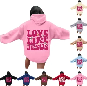 Faith Hope and Love Hoodie for Women 2024 Graphic Hoodie Cute Preppy Sweatshirt Long Sleeve Drawstring Tops With Pockets