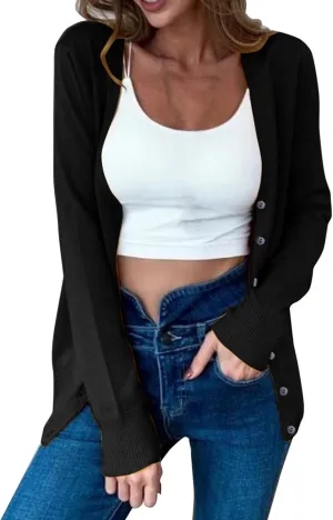 Fall Sweaters for Women 2024 Cardigan Sweaters Lightweight Slim Fit Cardigan Coat V Neck Open Front Sweaters