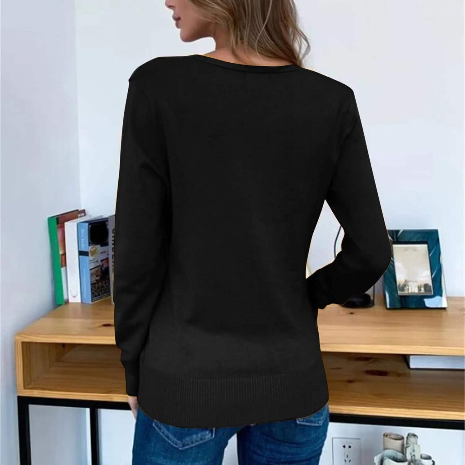 Fall Sweaters for Women 2024 Cardigan Sweaters Lightweight Slim Fit Cardigan Coat V Neck Open Front Sweaters