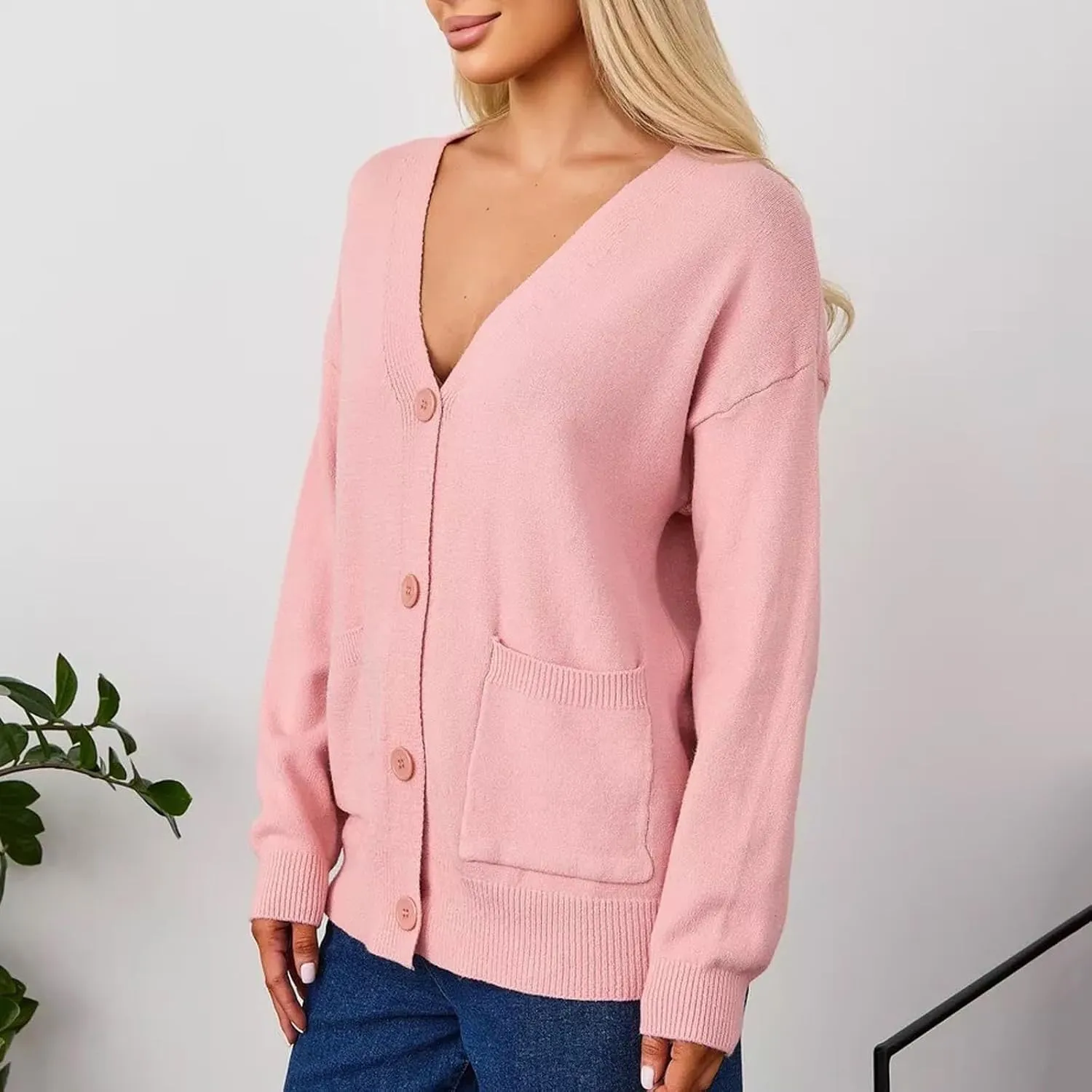 Fall Winter Trendy Coat Women Striped Cardigan Sweaters Fashion Button Down Lightweight Lightweight with Pockets