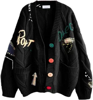 Fall Winter Trendy Coat Women Striped Cardigan Sweaters Fashion Button Down Lightweight Lightweight with Pockets