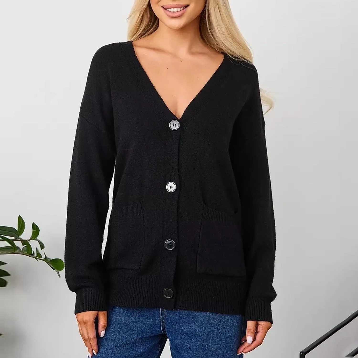Fall Winter Trendy Coat Women Striped Cardigan Sweaters Fashion Button Down Lightweight Lightweight with Pockets