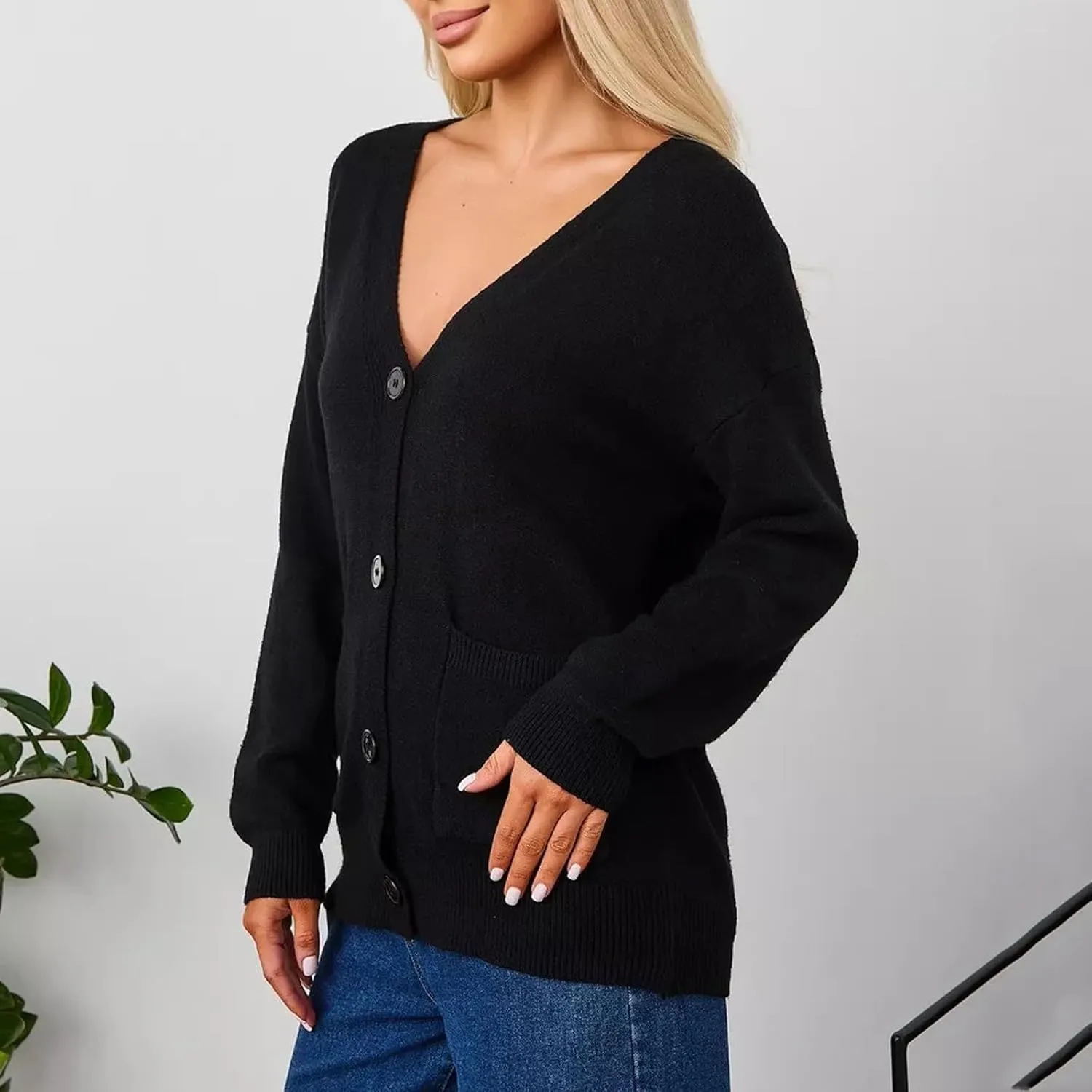 Fall Winter Trendy Coat Women Striped Cardigan Sweaters Fashion Button Down Lightweight Lightweight with Pockets