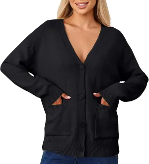 Fall Winter Trendy Coat Women Striped Cardigan Sweaters Fashion Button Down Lightweight Lightweight with Pockets