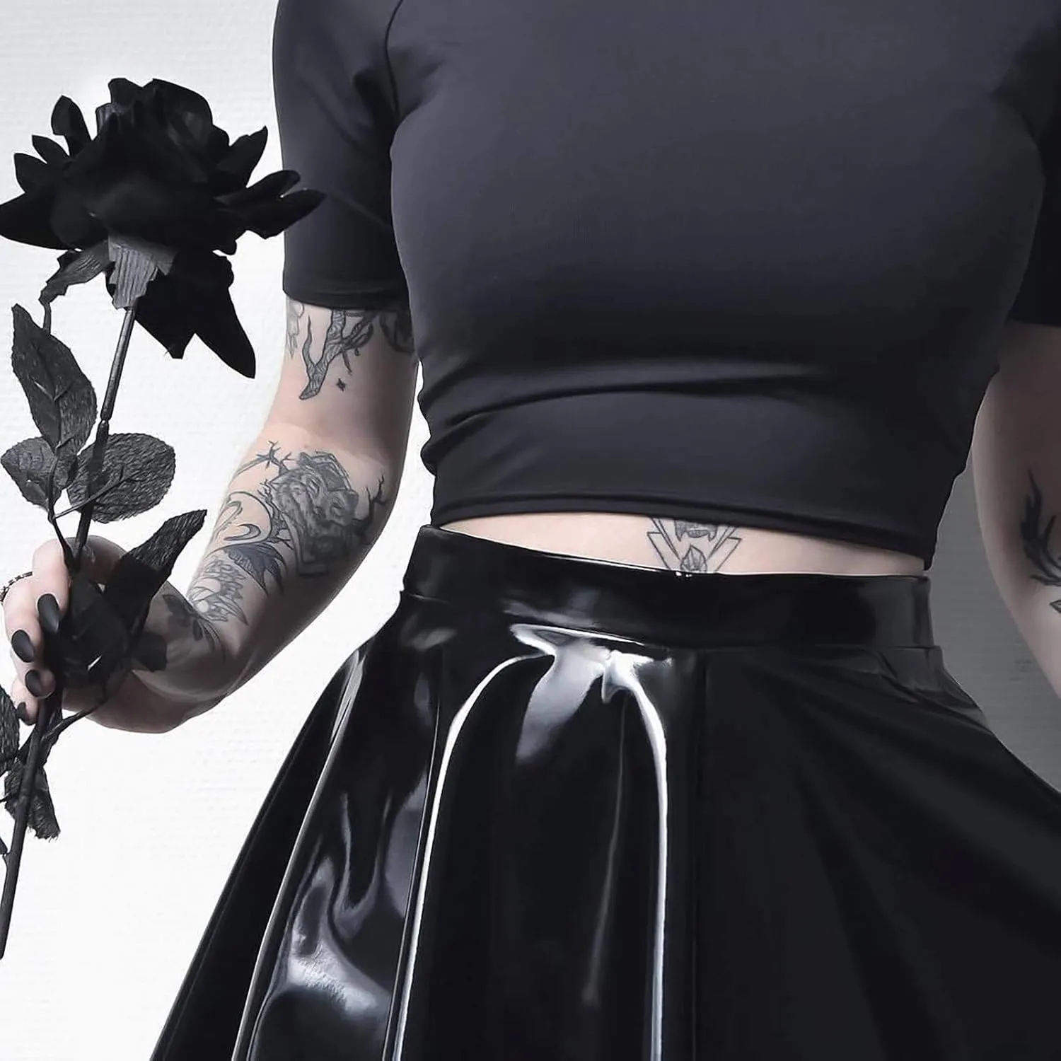 Fashion Ladys Leather Skirt Version of The Pleated Short Skirt High Waisted Athletic A Line Skirts Spring Pencil