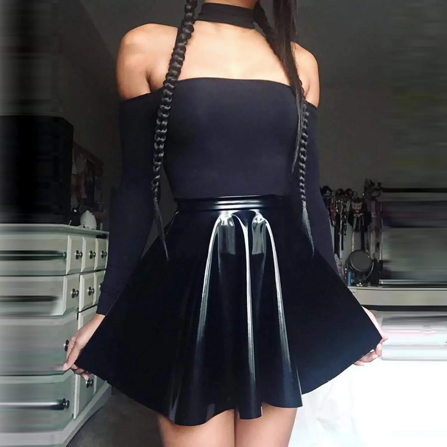 Fashion Ladys Leather Skirt Version of The Pleated Short Skirt High Waisted Athletic A Line Skirts Spring Pencil