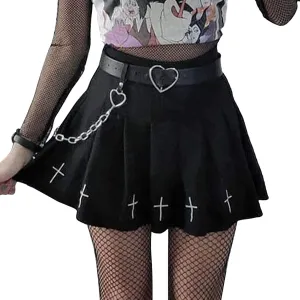 Fashion Women's Y2k Streetwear Pleated Mini Skirts Punk High Waist A-Line Short Skirts